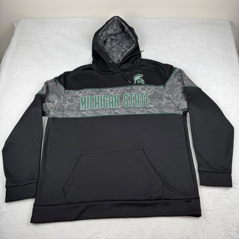 Michigan State MSU Hoodie Mens XL Black Camo Spartans Graphic Sweatshirt
